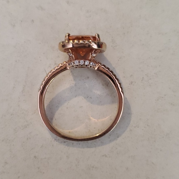 Citrine and CZ rose gold ring - Picture 2 of 3